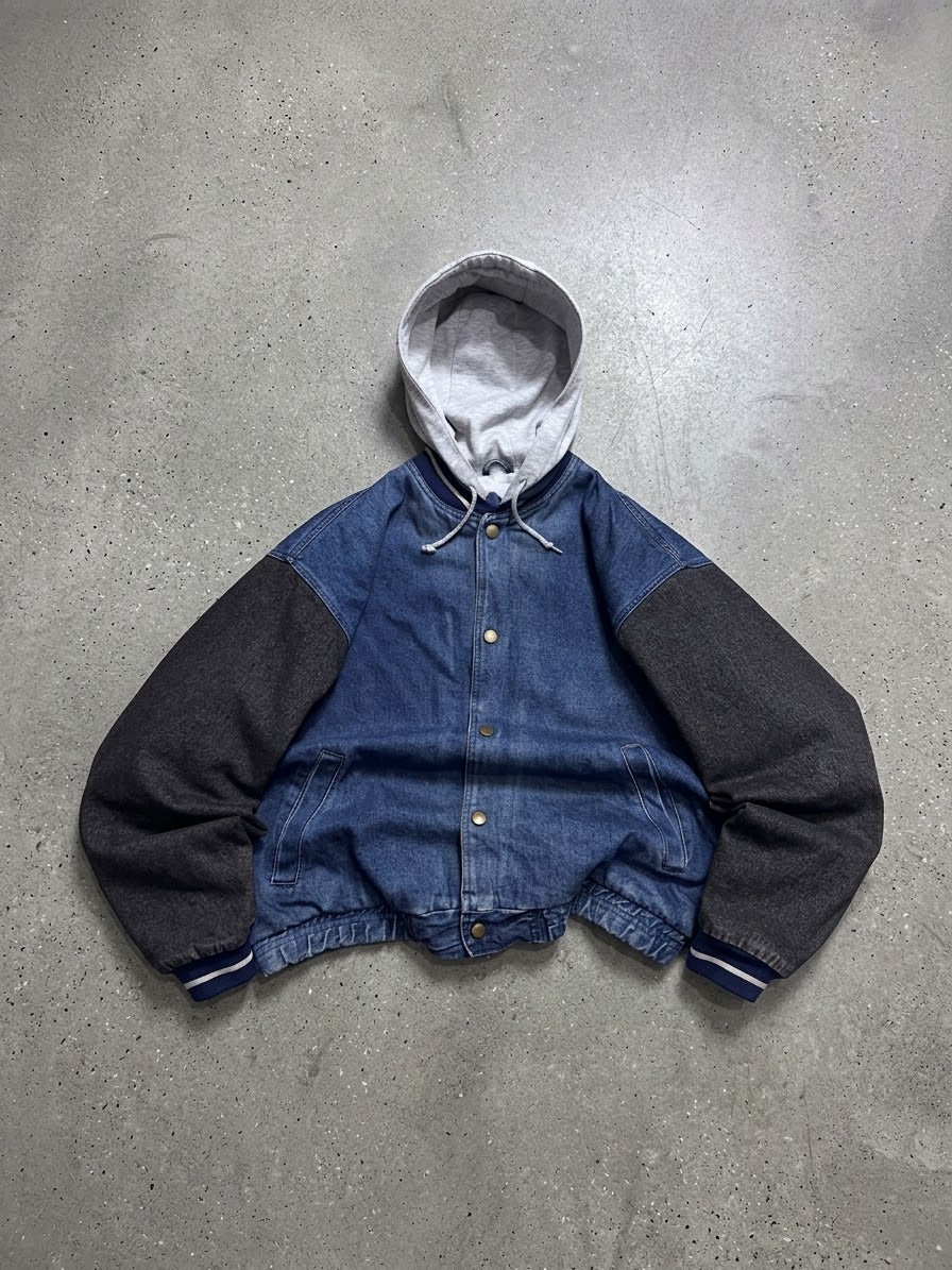 DENIM HOODED VINTAGE JACKET (M/L)