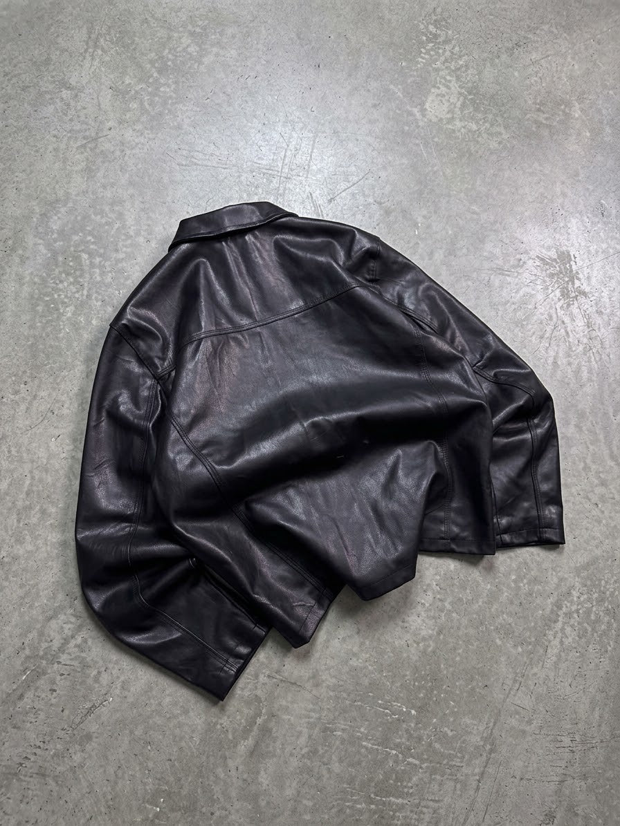 US POLO ASSN BLACK LEATHER JACKET (M/L)