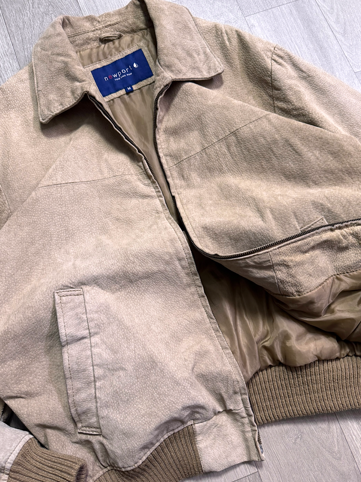 HARRINGTON LEATHER BEIGE JACKET (M/L)
