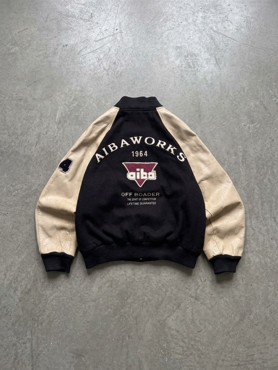 VARSITY VINTAGE LEATHER JACKET (S/M)