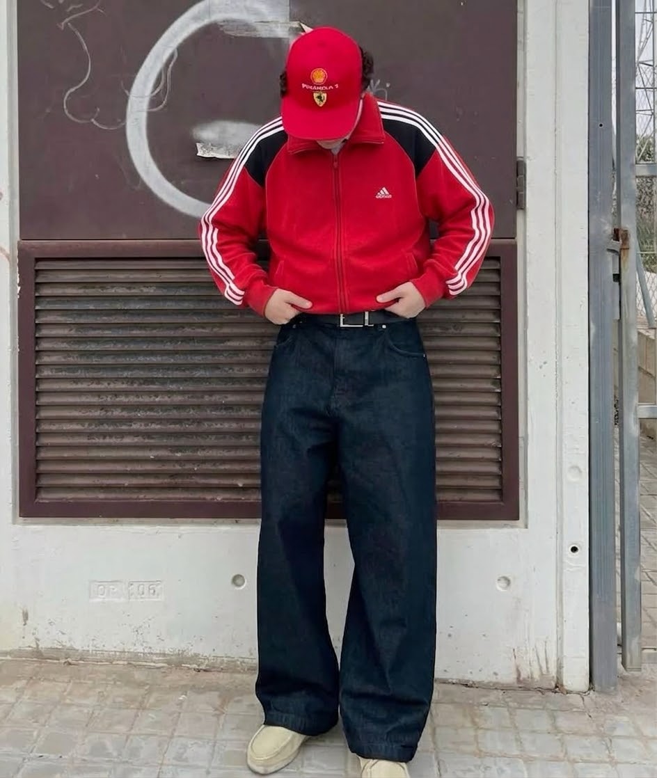 ADIDAS CLASSIC RED TRACK JACKET(L)