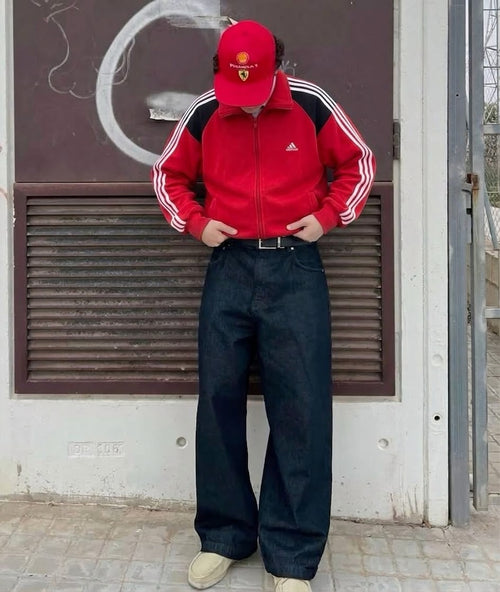 ADIDAS CLASSIC RED TRACK JACKET(L)