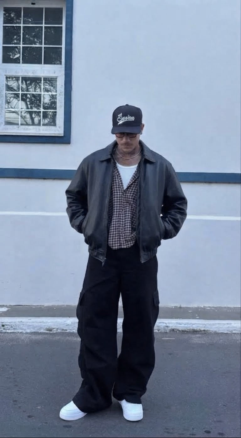 US POLO ASSN BLACK LEATHER JACKET (M/L)