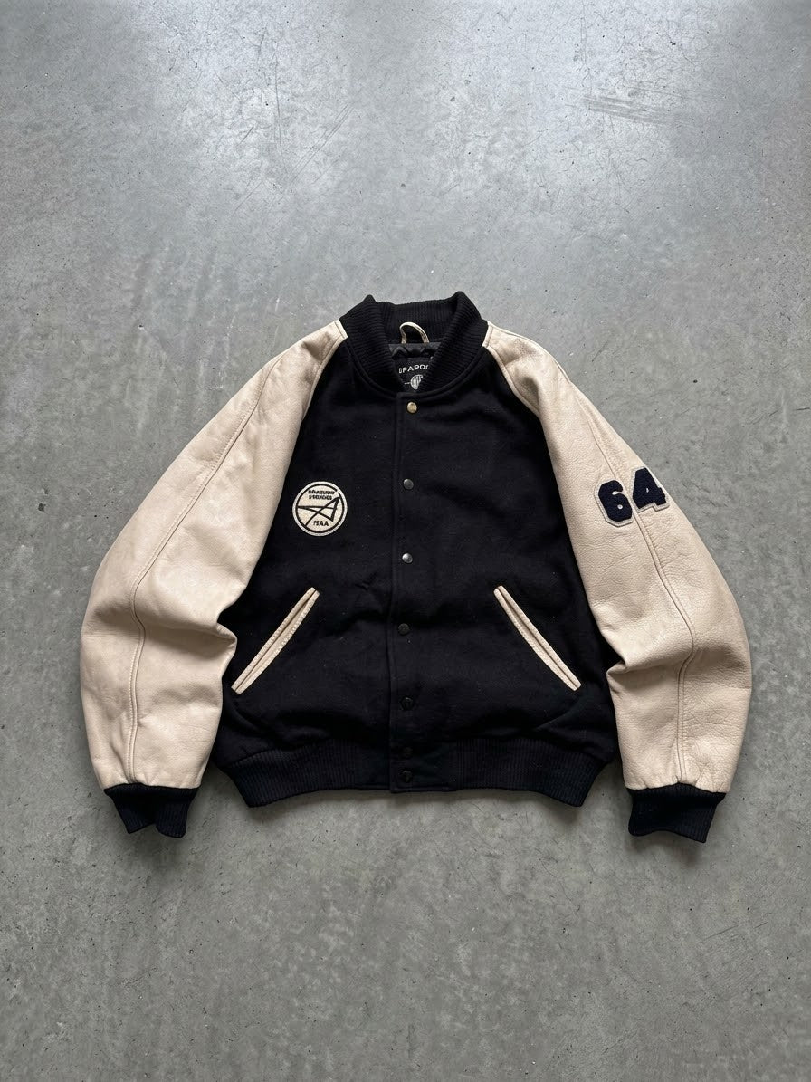VARSITY VINTAGE LEATHER JACKET (S/M)
