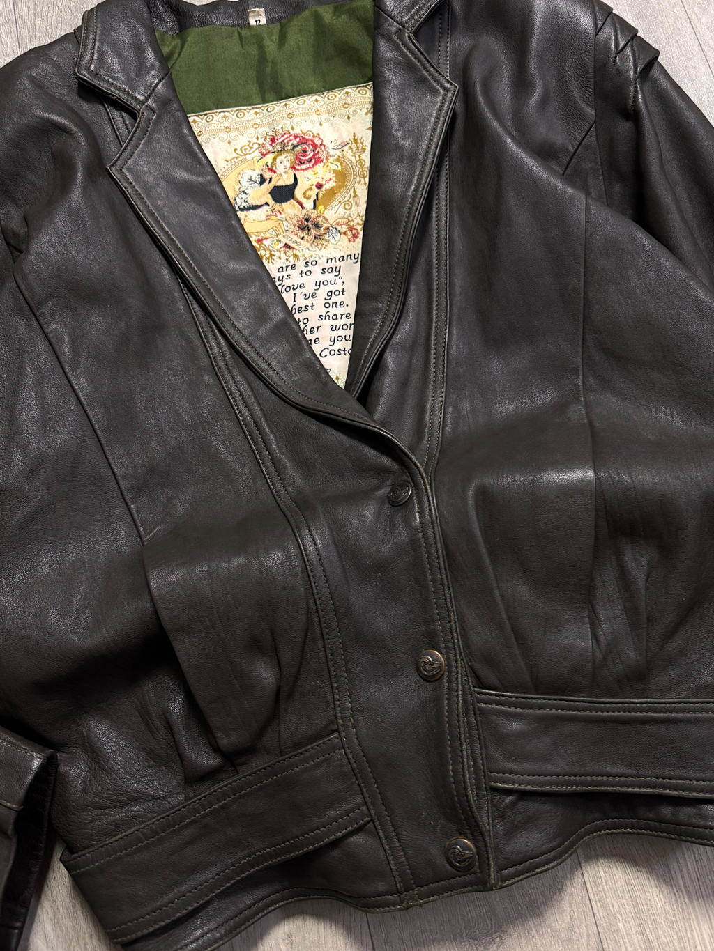RENZO COSTA LEATHER VINTAGE LUXURY CARDIGGAN  (M)