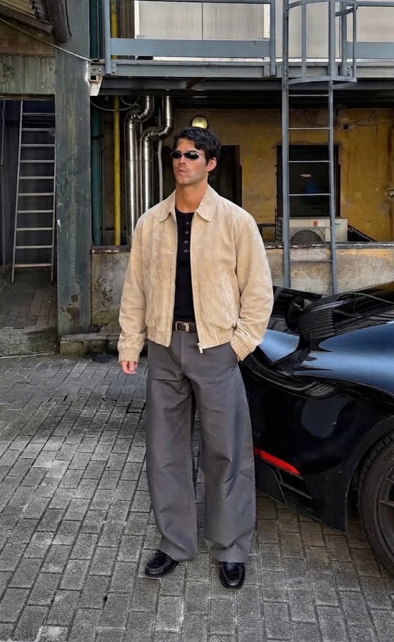 HARRINGTON LEATHER BEIGE JACKET (M/L)