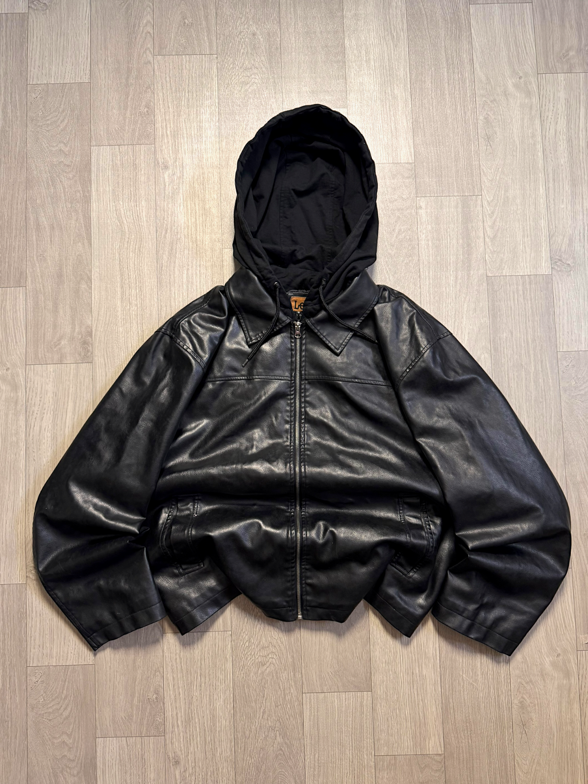 LEE DUNGAREES HOODED TYPE LEATHER JACKET