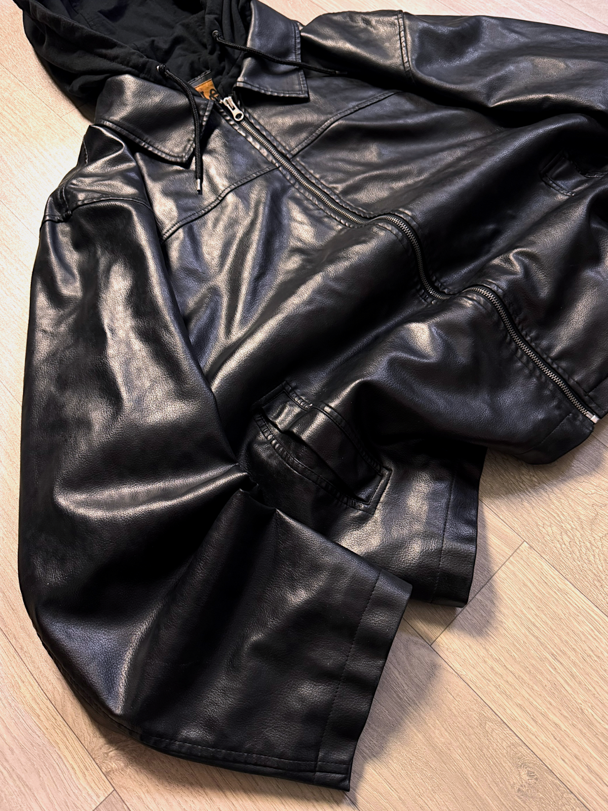 LEE DUNGAREES HOODED TYPE LEATHER JACKET