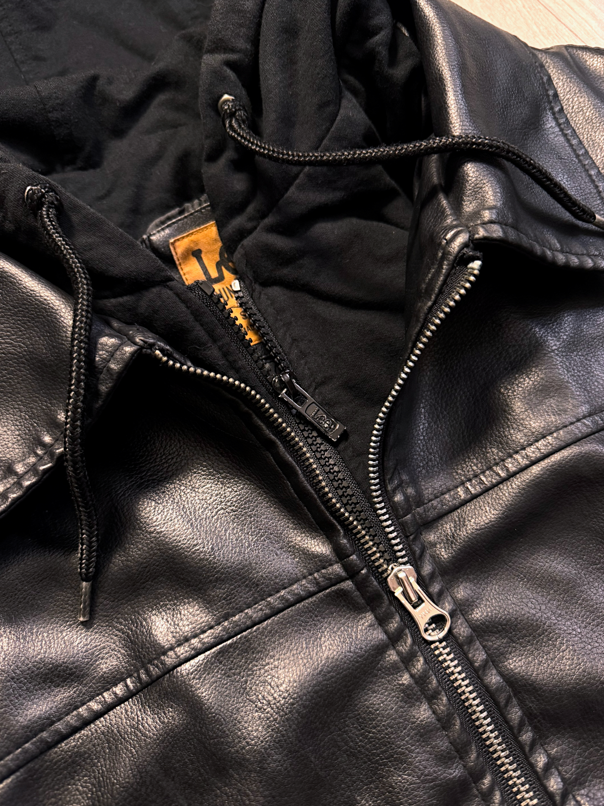 LEE DUNGAREES HOODED TYPE LEATHER JACKET