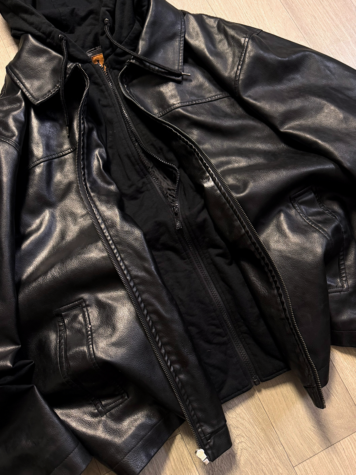 LEE DUNGAREES HOODED TYPE LEATHER JACKET