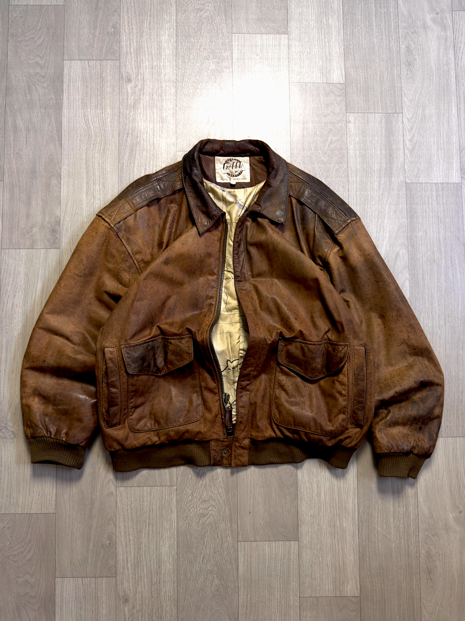 VIATOR G-III BOMBER BROWN LEATHER JACKET