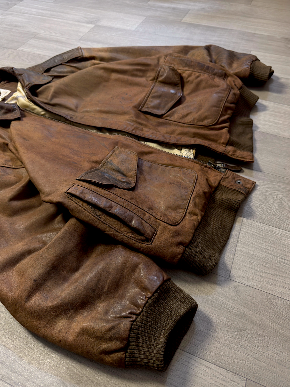 VIATOR G-III BOMBER BROWN LEATHER JACKET