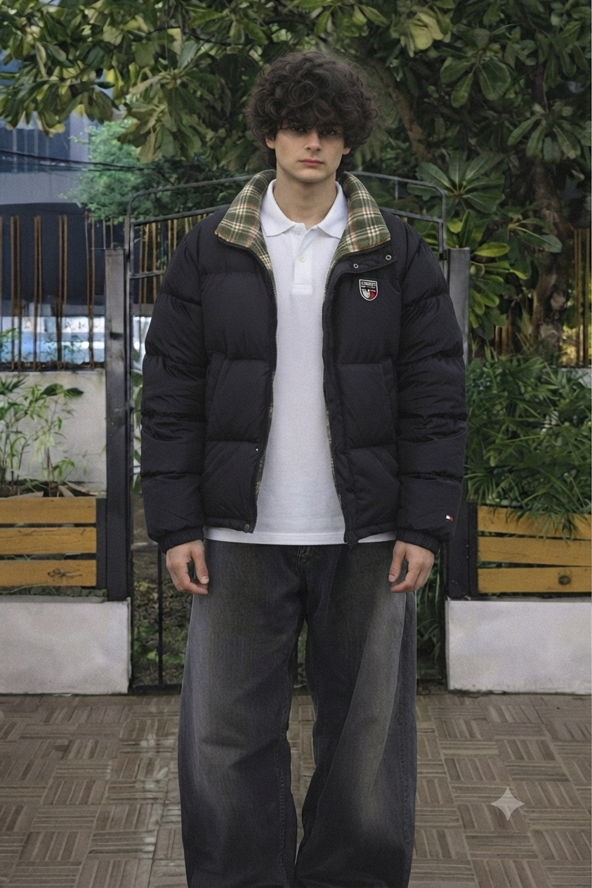 TOMMY HILFIGER LUXURY VTG BLACK PUFFER JACKET